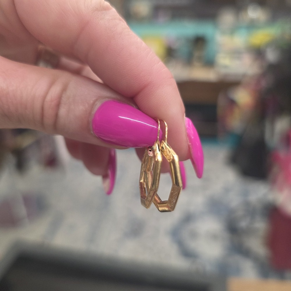 Solid 14k Gold Hoop Earrings Vintage Leaver Back Tested - Picture 8 of 15